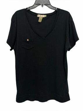 Fresh Produce V Neck Pocket Tee Size XXL Black Cotton Casual Basic